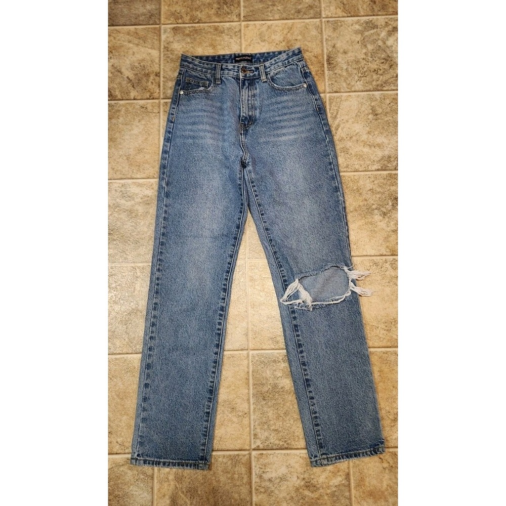 Pretty Little‎ Things Jeans Denim UK8 EU36 High Waisted Distressed EUC